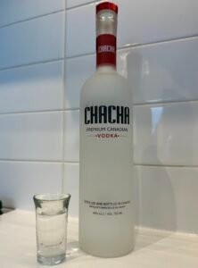 Shot glass with CHACHA vodka bottle